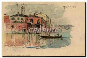 Old Postcard Illustrator Murano Italy