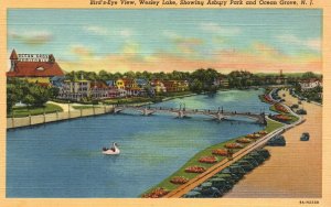 Vintage Postcard Bird's Eye View Wesley Lake Asbury Park Ocean Grove New Jersey