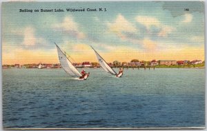 1948 Sailing On Sunset Lake Wildwood Crest New Jersey Sailboats Posted Postcard