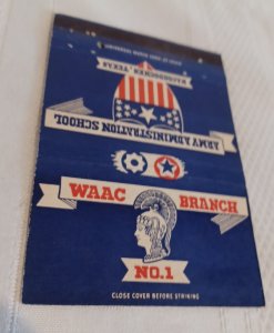 Army Administration School WAAC Branch No.1 TX 40 Front Strike Matchbook Cover