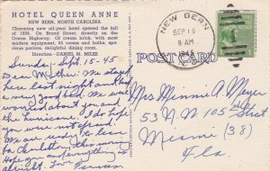 North Carolina New Bern Hotel Queen Anne 1945 Curteich sk3904