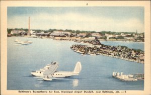 Dundalk Maryland Transatlantic Air Base Municipal Airport Vintage Postcard