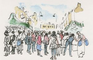 Deptford High Street Saturday Market London Painting Postcard