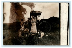 Double / Triple Exposure 1910 Goodwin South Dakota Camping RPPC Photo Postcard 