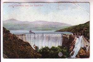 Falls at Sweet Water Dam near San Diego, California,  Used 1910 Flag Cancel