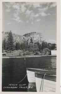 Peach Cliff Okanagan Falls BC Lake Boats Unused Vintage Real Photo Postcard E6