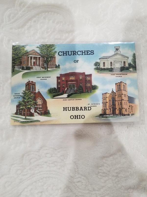 Antique/Vintage Postcard, Churches of Hubbard, Ohio