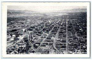 Spokane Washington WA Postcard RPPC Photo Looking East Aerial View c1940's