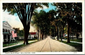 Vtg Wallingford Connecticut CT North Main Street View 1920s Unused Postcard