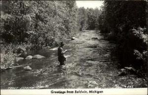 Baldwin MI Fly Fishing Real Photo Postcard