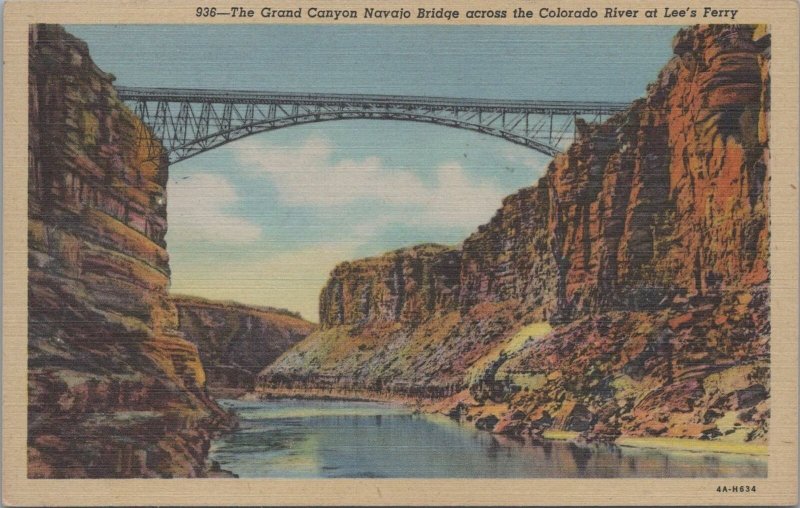 Postcard The Grand Canyon Navajo Bridge Across the Colorado River Lee's Ferry UT