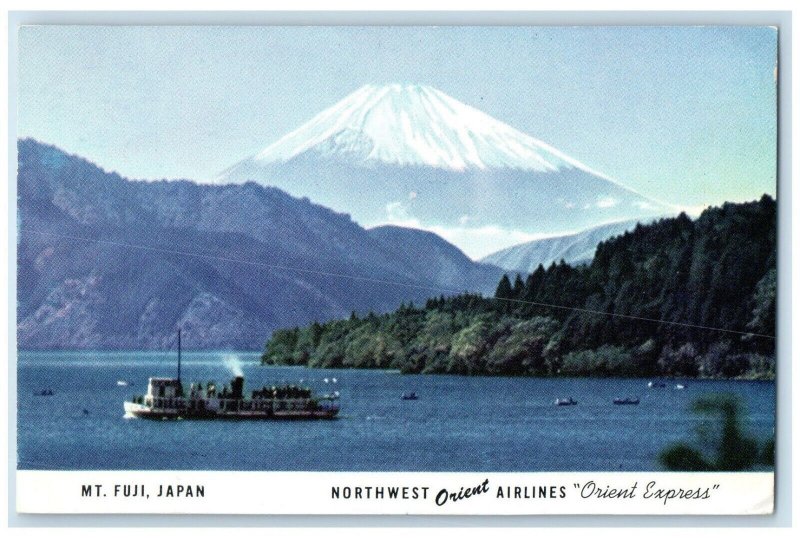 1955 Steamer Northwest Orient Airlines Orient Express Mt Fujiyama Japan Postcard