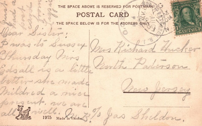 Vintage Postcard 1908 Greetings From Wallkill Heights Sussex New Jersey