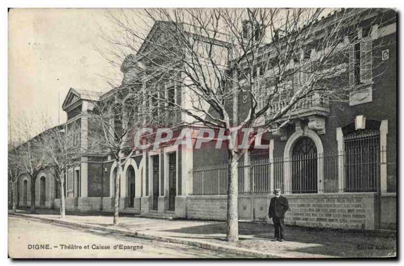 Old Postcard Digne Bank Theater and Caisse d & # 39Epargne