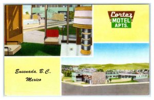 ENSENADA, Mexico ~ Roadside CORTEZ MOTEL APARTMENTS 1950s-60s  Postcard