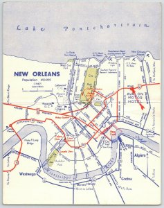 New Orleans LA~Avalon Motor Hotel~Trailer Park~City Map Inside~1940s Linen PC