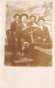 23 Miles to Frisco Men in Car Studio Real Photo Vintage Postcard AA72175