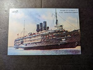 Mint USA Ship Postcard Steamer City of Detroit III D and C Navigation Company