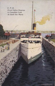 Canada Pacific Great Lakes Steamer In Canadian Lock At Sault-Sainte-Marie