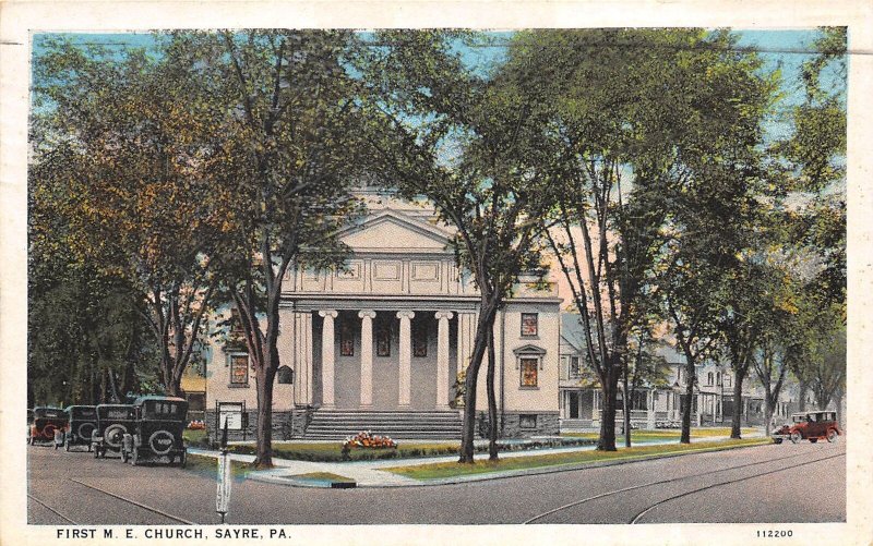 Sayre Pennsylvania 1930 Postcard First M.E. Church