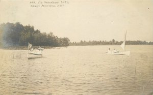 Postcard RPPC 1908 Michigan Grand Junction Osterhaut boats people 23-12460