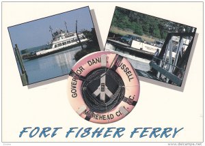 3-Views, Fort Fisher Ferry, Cape Fear River, Southport, North Carolina, 50-70s