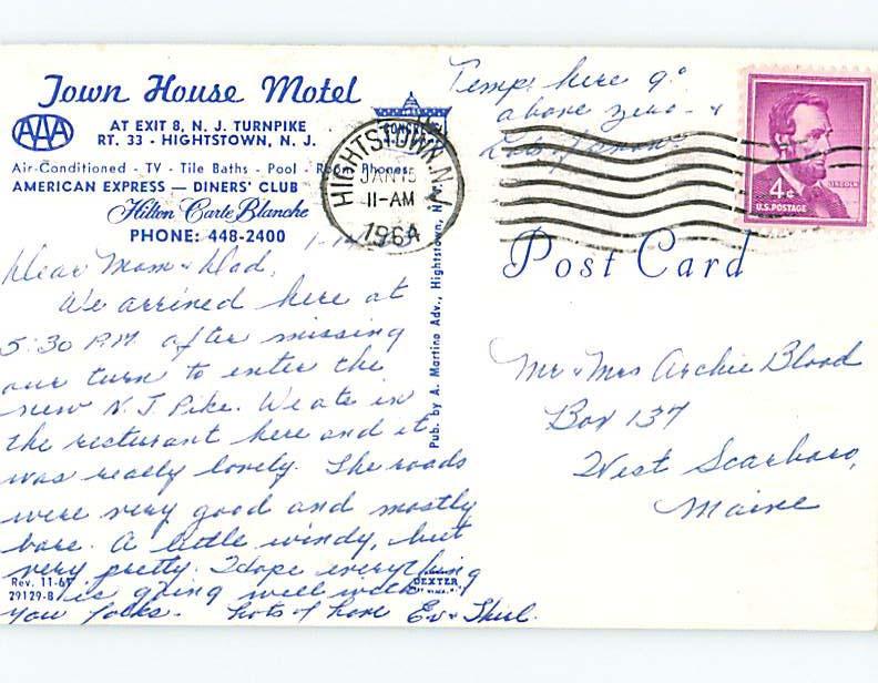 Pre-1980 OLD CARS & TOWNHOUSE MOTEL Hightstown New Jersey NJ M2949