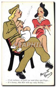 Postcard Old Army Women Cigarette