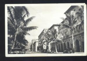 RPPC HONOLULU HAWAII DOWNTOWN STREET SCENE OLD CARS REAL PHOTO POSTCARD