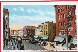 12551 Trolley Car on State Street, Edison Hotel, Schenectady, New York