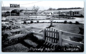 RPPC LIVINGSTON, MT Montana ~ PARKWAY MOTEL c1940s Park County Roadside Postcard