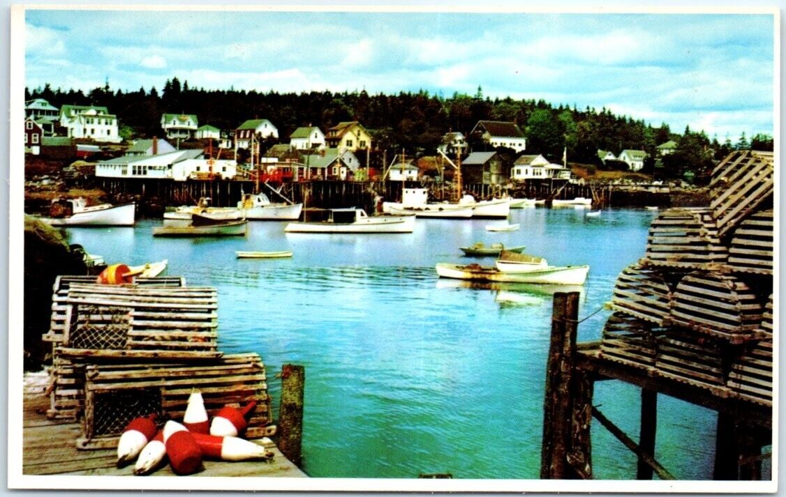 Postcard A Typical Maine Village New Harbor, Maine United States