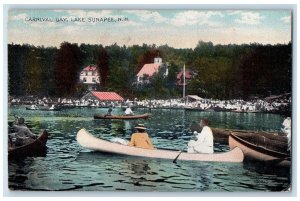 1911 Carnival Day Canoeing Scene Lake Sunapee New Hampshire NH Posted Postcard