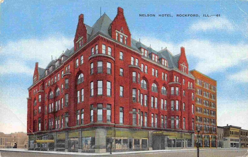 Nelson Hotel Rockford Illinois 1948 linen postcard