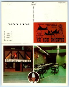 Double Postcard CASPER, Wyoming WY ~ Menu BRANDING IRON INN 1971 Roadside