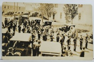 Maine Rppc Portland Parade Photo Band Old Cars Real Photo c1918 Postcard O12