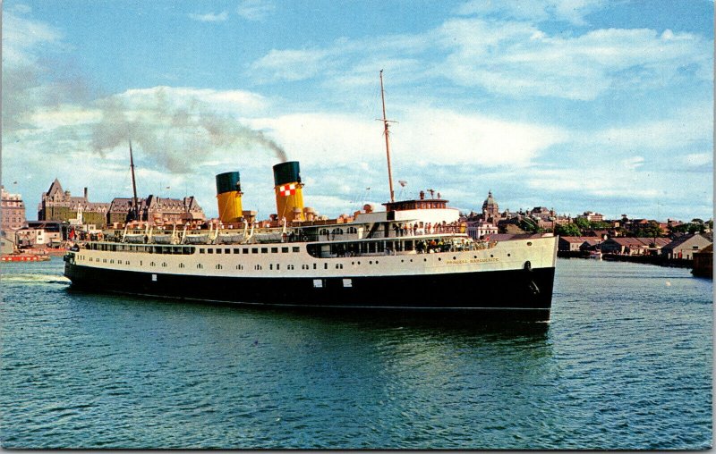 Vtg Princess Marguerite CPR Ferry Victoria's Harbor BC Coast Steamship Postcard
