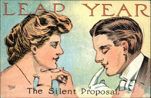 Hutaf Leap Year Beautiful Woman Handsome Man Silent Proposal c1910 PC