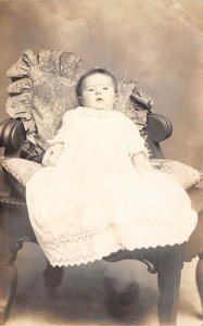 New London Ohio c1910 RPPC Real Photo Postcard Miss Helen May Barker Baby