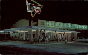 Carlsbad New Mexico NM Blount's Restaurant Night Neon Signs Vintage Postcard