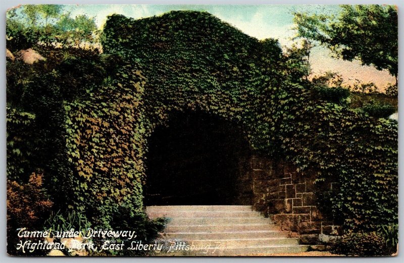 Vtg Pittsburgh Pennsylvania PA Tunnel Under Driveway Highland Park Postcard