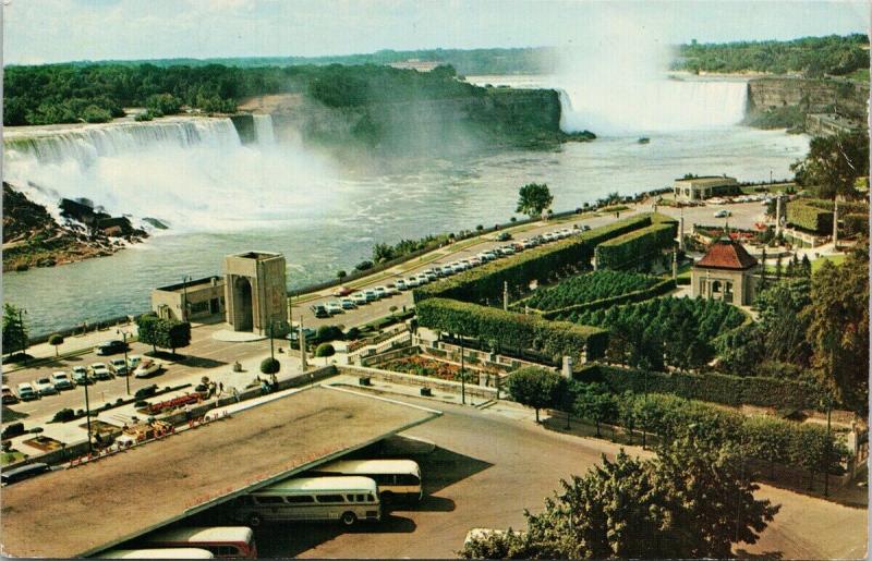 Birdseye Niagara Falls Ontario ON Buses c1957 Postcard D90