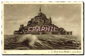 Old Postcard Mont Saint Michel at high tide