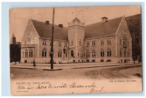 1905 Public Library Exterior Building Joliet Illinois Vintage Tuck Sons Postcard 