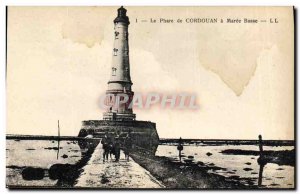 Old Postcard Cordouan lighthouse at low tide