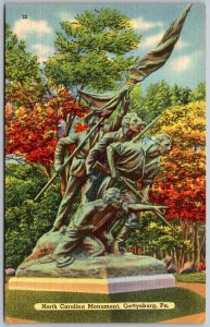 Gettysburg Pennsylvania 1940s Postcard Civil War North Carolina Monument