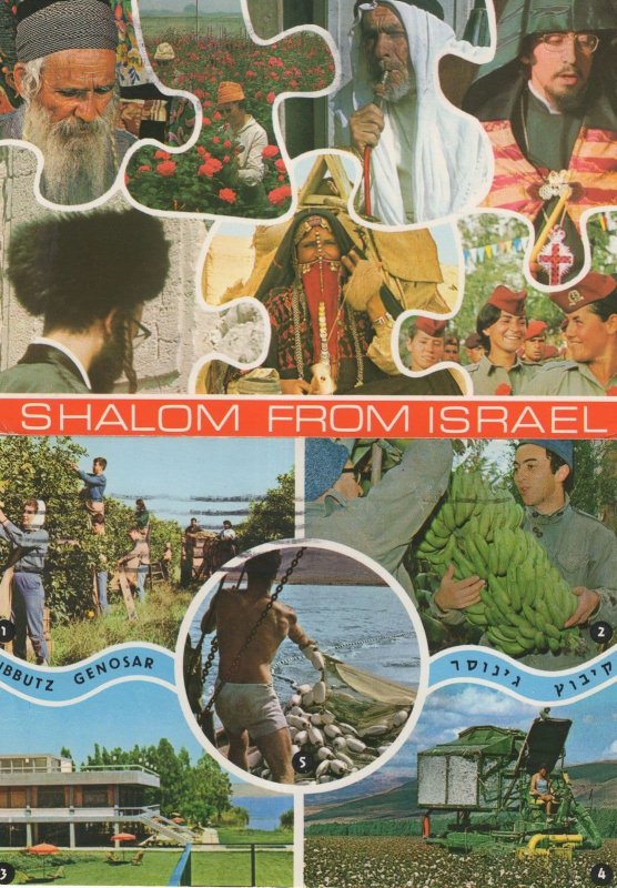 Galilee Restaurant Israel Fishermen Tractor Farm 2x Postcard