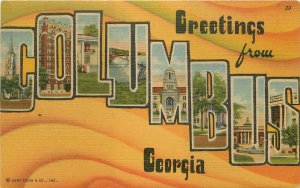 Postcard Georgia Columbus Large Letters multi View White Teich 23-1142