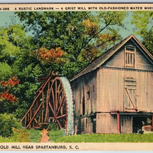 c1940s Spartanburg, SC Old Grist Mill Rustic Landmark Pioneer Water Wheel A234