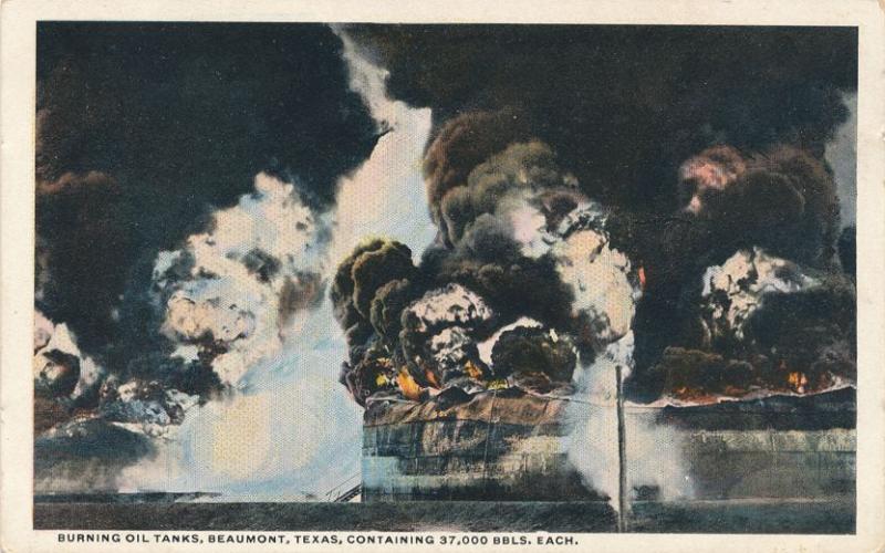 Disaster - Fire - Burning Oil Tanks at Beaumont TX, Texas - WB